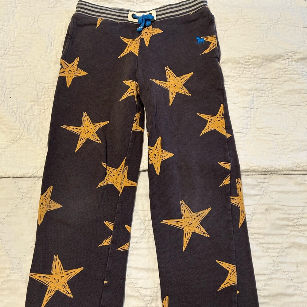Mini Boden Star Print Joggers - Yellow and Gray